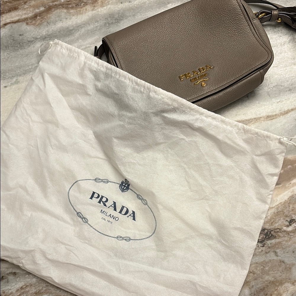 Prada Women's Taupe Leather Crossbody Bag - Picture 5 of 5